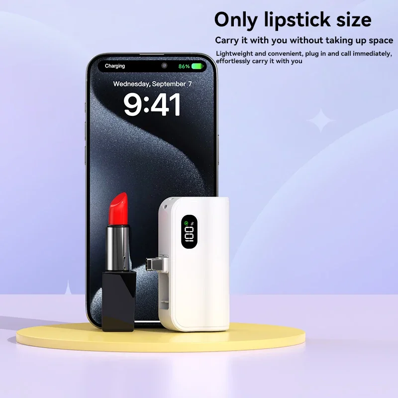 500000mAh Mini Power Bank 2 in 1 Portable Super Fast Charging Digital Display External Battery for iPhone Huawei Samsung thumbnail 2