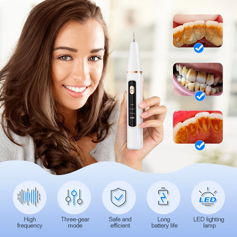 Ultrasonic Teeth Cleaner Remove Dental Scaler Oral Whitening Plaque Scaler Tartar Eliminator Tooth Cleaning Tool Set Oral Care thumbnail 2