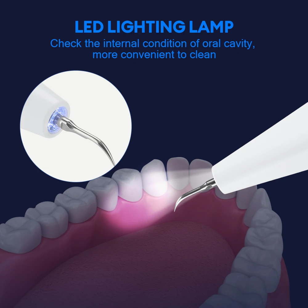 Ultrasonic Teeth Cleaner Remove Dental Scaler Oral Whitening Plaque Scaler Tartar Eliminator Tooth Cleaning Tool Set Oral Care thumbnail 4