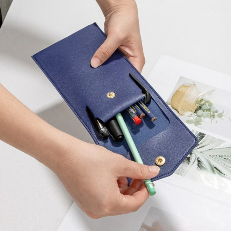 Pencil Cases Pencil Bags Portable PU Leather Pen Storage Bag for School Office thumbnail 6