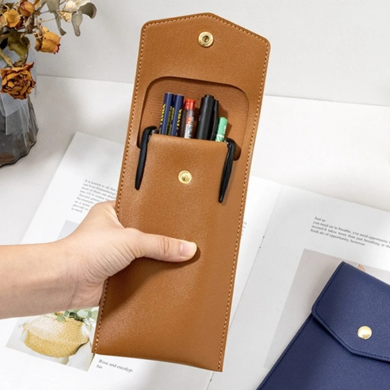 Pencil Cases Pencil Bags Portable PU Leather Pen Storage Bag for School Office thumbnail 4