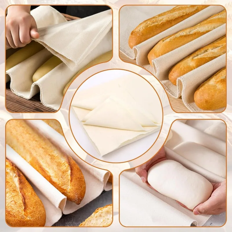 S/M/L Dough Fermented Cotton Cloth Kitchen Dining Bakers Pans Dough Couche Pastry Proofing Cloth Baking French Bread Bakers Tool thumbnail 4