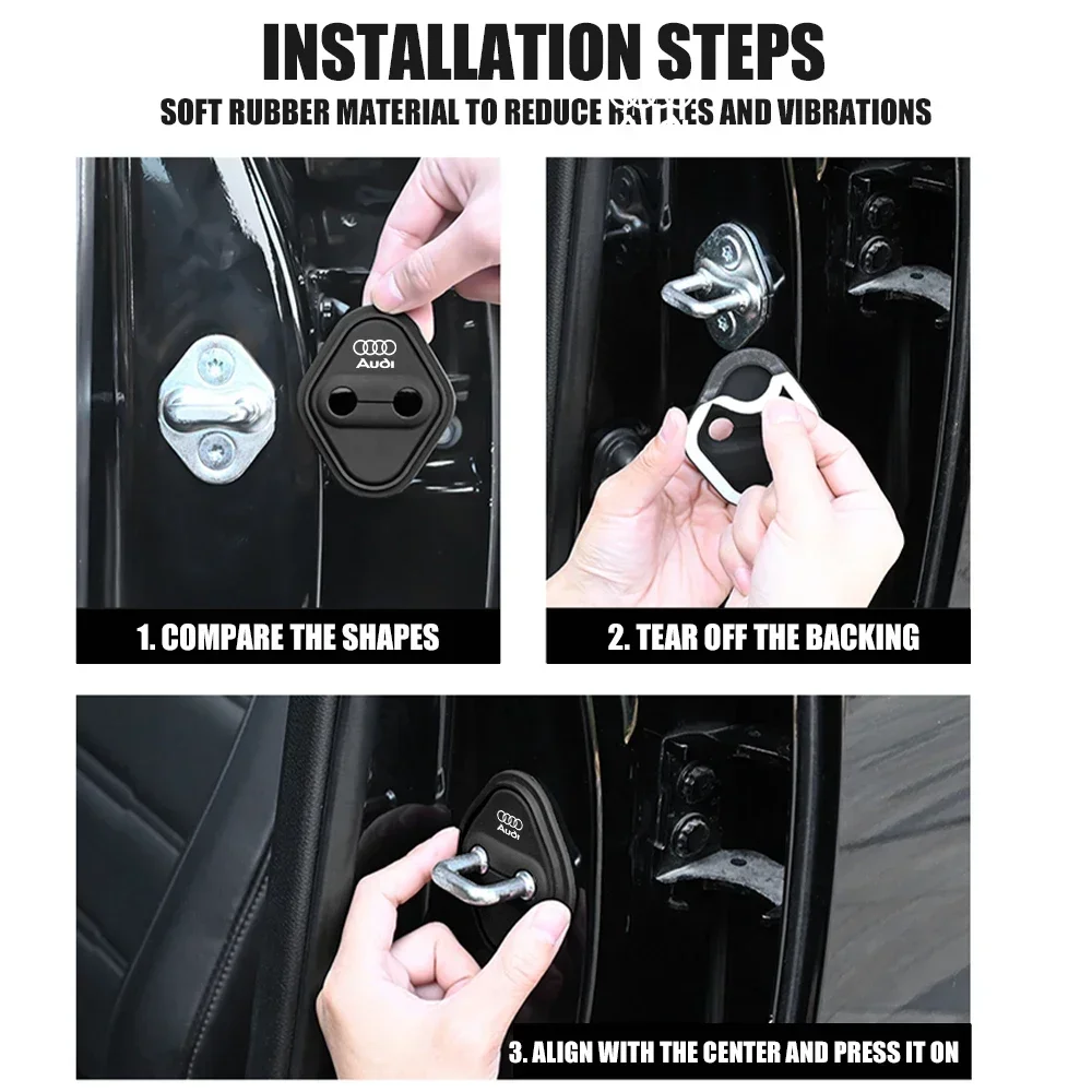 Car Silicone Door Lock Protective Cover Anti-Collision Shock Absorbing Pad For Audi SLine A3 A4 A5 A6 A7 Q2 Q3 Q5 Q7 Sticker thumbnail 3
