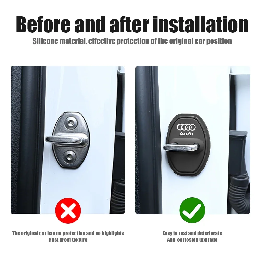 Car Silicone Door Lock Protective Cover Anti-Collision Shock Absorbing Pad For Audi SLine A3 A4 A5 A6 A7 Q2 Q3 Q5 Q7 Sticker thumbnail 2