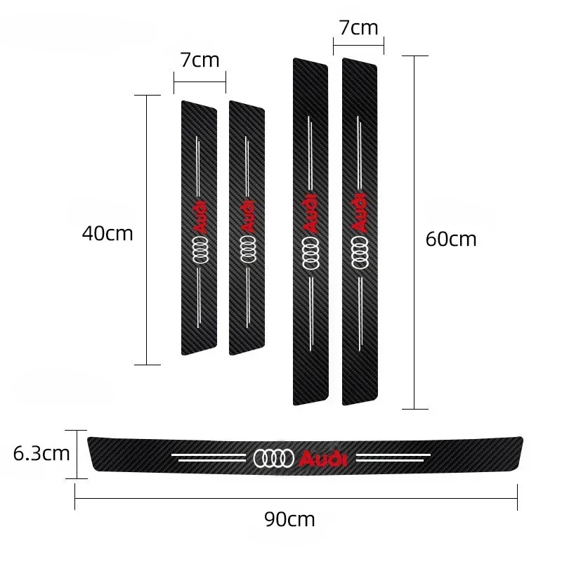 High-quality Carbon Fiber Car Door Sill Protector Sticker For Audi Q5 Q3 Q2 Q7 A3 B5 B6 B7 B8 B9 8P 8V 8L A5 A4 C6 C5 A1 A6 A7 thumbnail 2