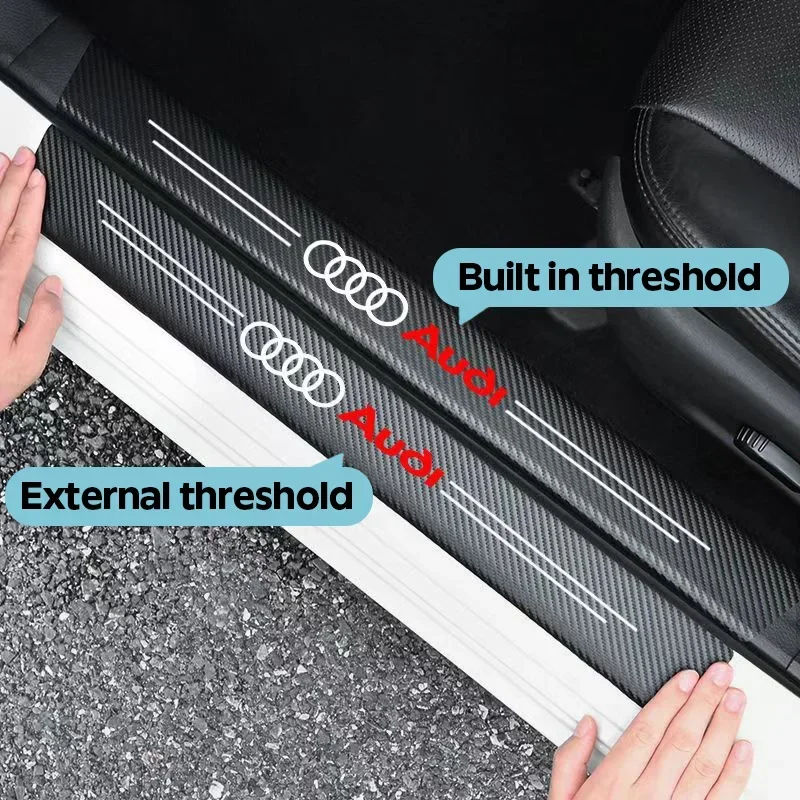 High-quality Carbon Fiber Car Door Sill Protector Sticker For Audi Q5 Q3 Q2 Q7 A3 B5 B6 B7 B8 B9 8P 8V 8L A5 A4 C6 C5 A1 A6 A7 thumbnail 5