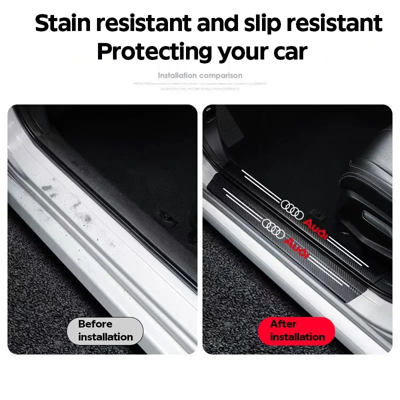 High-quality Carbon Fiber Car Door Sill Protector Sticker For Audi Q5 Q3 Q2 Q7 A3 B5 B6 B7 B8 B9 8P 8V 8L A5 A4 C6 C5 A1 A6 A7 thumbnail 3