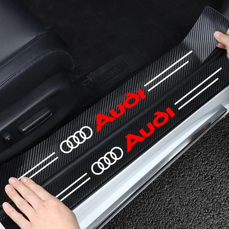 High-quality Carbon Fiber Car Door Sill Protector Sticker For Audi Q5 Q3 Q2 Q7 A3 B5 B6 B7 B8 B9 8P 8V 8L A5 A4 C6 C5 A1 A6 A7 thumbnail 4