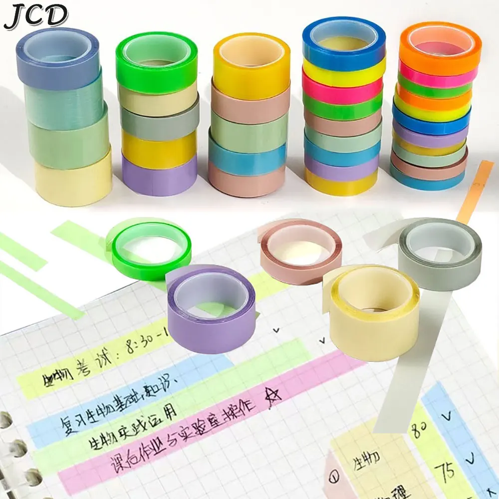JCD 5 Rolls Multicolor Writable Sticky Note, Removable Highlighter Marking Tape , See Through Index Label