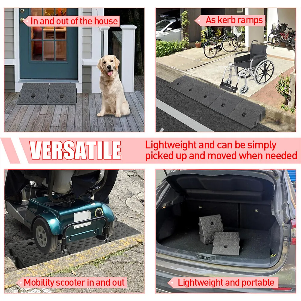 Heavy Duty Driveway Ramps7/13cm Height Portable Anti-Slip Car Wheel Chock Set Threshold Ramp for Truck Trailer Motorcycle Garage thumbnail 5