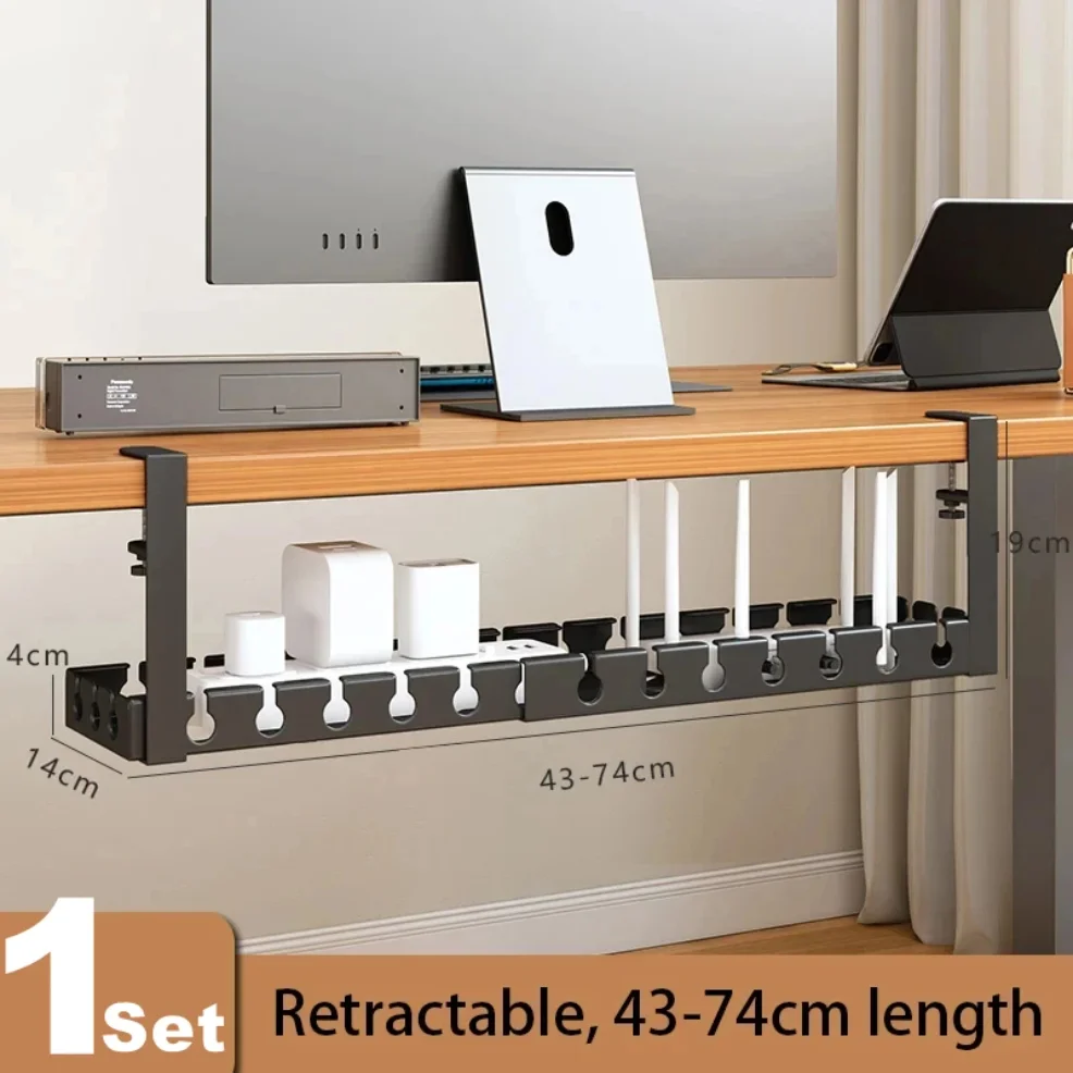Desk Cable Management Tray Wire Management Cable Tray for Wire Organizer Charging Data Cord PC Computer Cord Rack in Office Home thumbnail 6