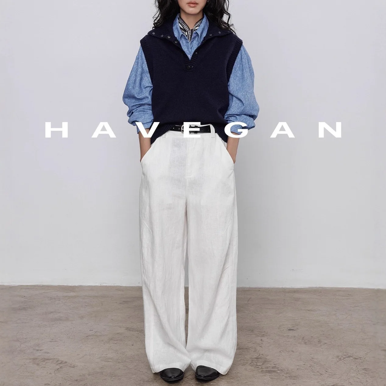 Soft Cozy Knitted Sleeveless Vest Women's Fashion Autumn Turn-down Collar HAVEGAN Top Quality Polyester Fiber Commute Style thumbnail 4