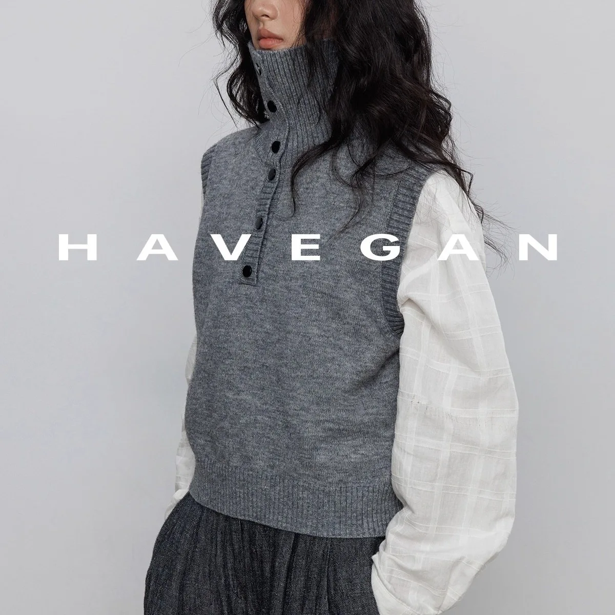 Soft Cozy Knitted Sleeveless Vest Women's Fashion Autumn Turn-down Collar HAVEGAN Top Quality Polyester Fiber Commute Style thumbnail 2