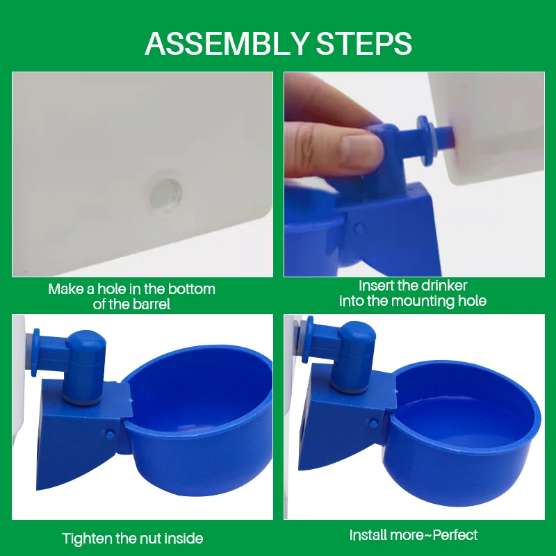 5/10/20pcs Automatic Chicken Water Cups Poultry Waterer Bowl Chicken Coop Hens Feeder Plastic Drink Cup for Chicken Duck Goose thumbnail 4