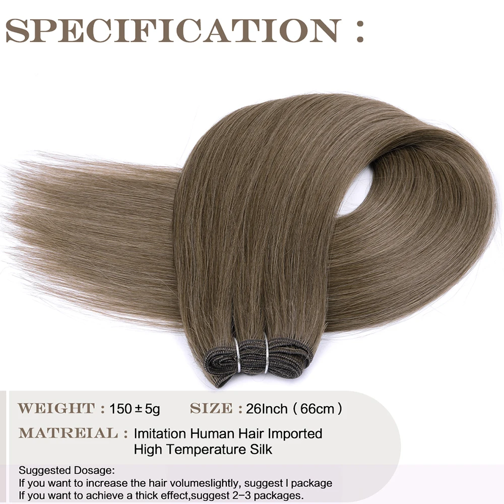 Bio Straight Hair Bundles 26" Natural Soft Heat Resistant Fiber Synthetic Fiber Hair Extensions Protein Straight Hair Weave End thumbnail 4