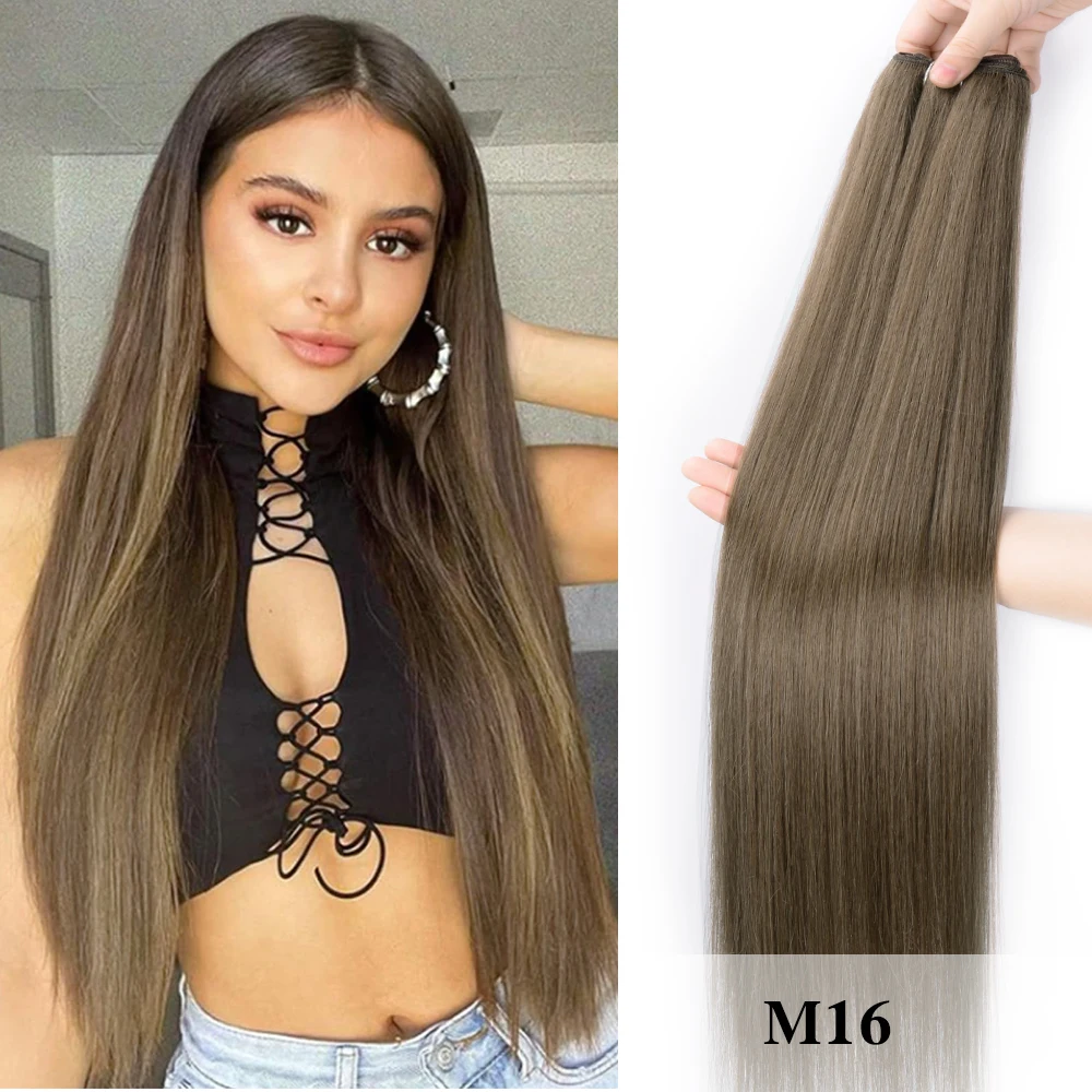 Bio Straight Hair Bundles 26" Natural Soft Heat Resistant Fiber Synthetic Fiber Hair Extensions Protein Straight Hair Weave End thumbnail 6
