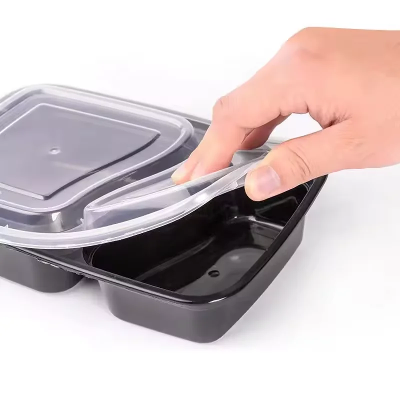 10/20PCS Disposable Plastic Two Compartment Lunch Box With Lid Fast Food Box Portable Lunch Container Suitable Dinner Party thumbnail 2