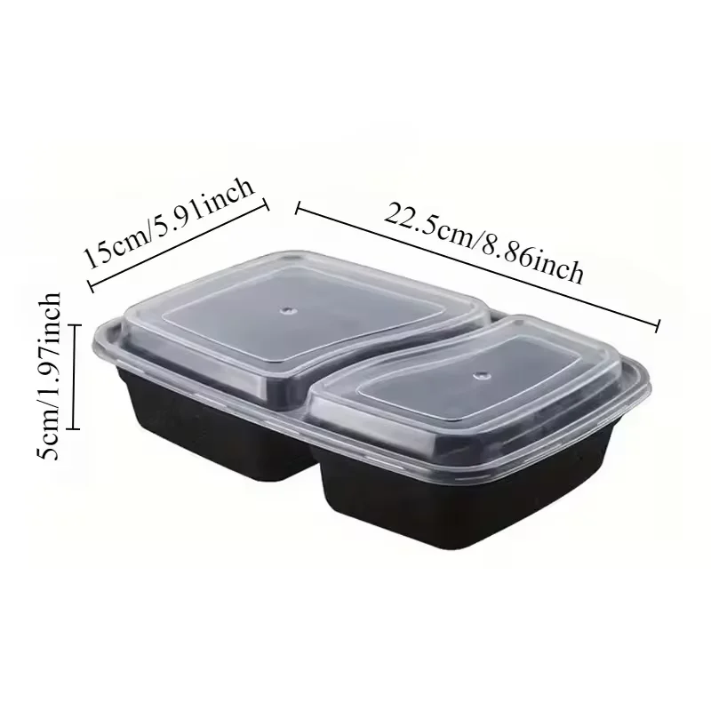 10/20PCS Disposable Plastic Two Compartment Lunch Box With Lid Fast Food Box Portable Lunch Container Suitable Dinner Party thumbnail 3