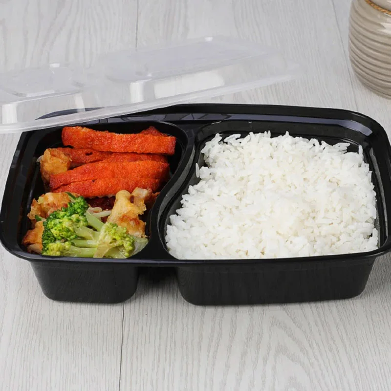 10/20PCS Disposable Plastic Two Compartment Lunch Box With Lid Fast Food Box Portable Lunch Container Suitable Dinner Party thumbnail 6