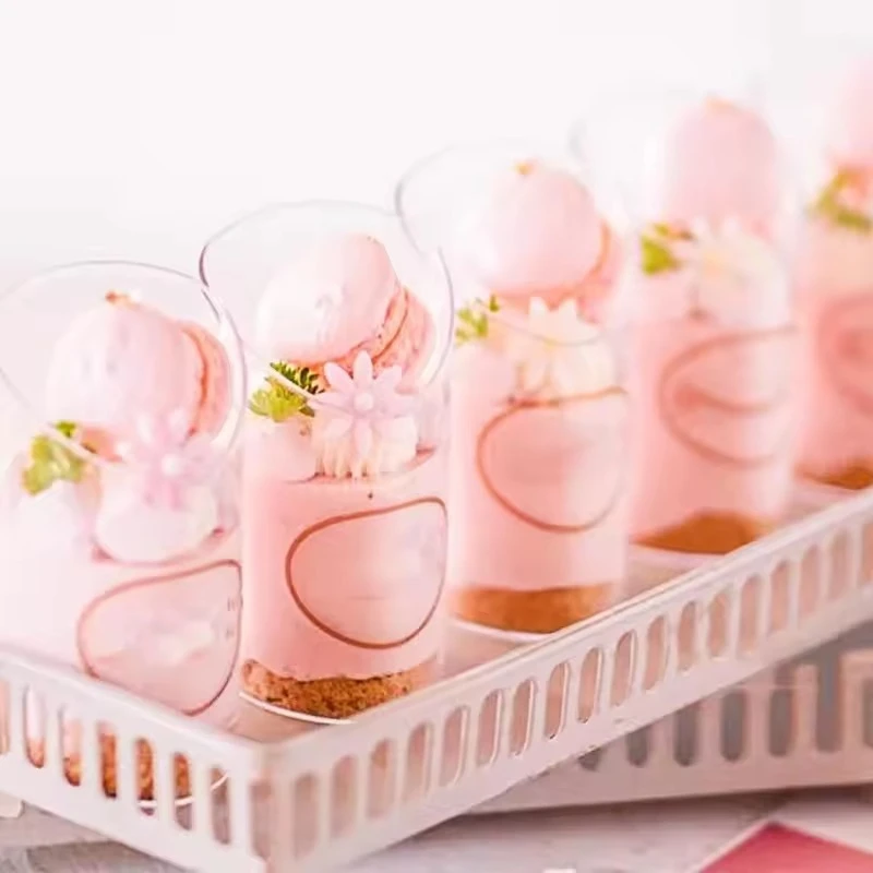 20/40PCS Disposable Dessert Cup Plastic Cup Tilted Circular Tasting Sample Birthday Wedding Appetizer Afternoon Tea Party thumbnail 5