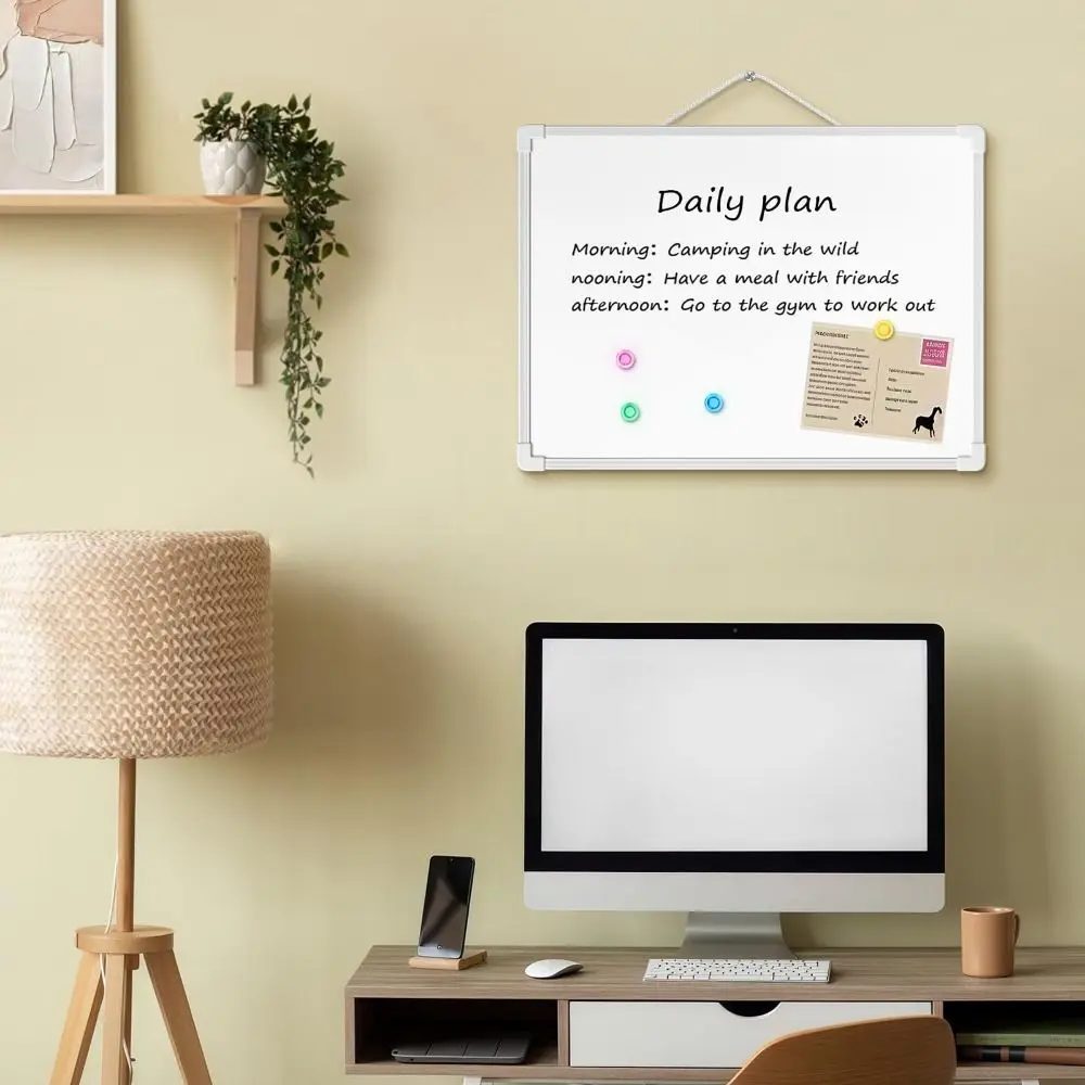 with 3 Markers & 4 Magnets Dry Erase Board Wall Mounted Double-Sided Graffiti Drawing Board Small 16" X 12" Whiteboard thumbnail 3