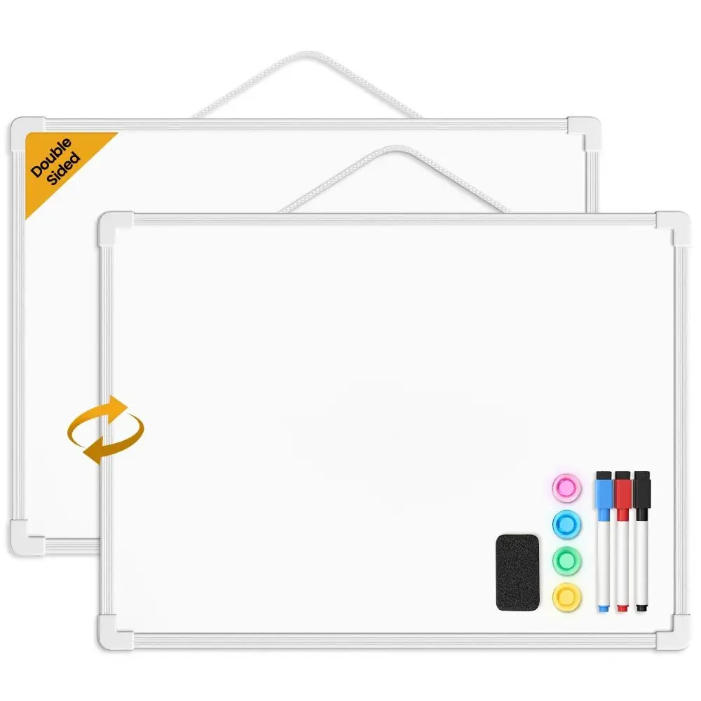 with 3 Markers & 4 Magnets Dry Erase Board Wall Mounted Double-Sided Graffiti Drawing Board Small 16" X 12" Whiteboard