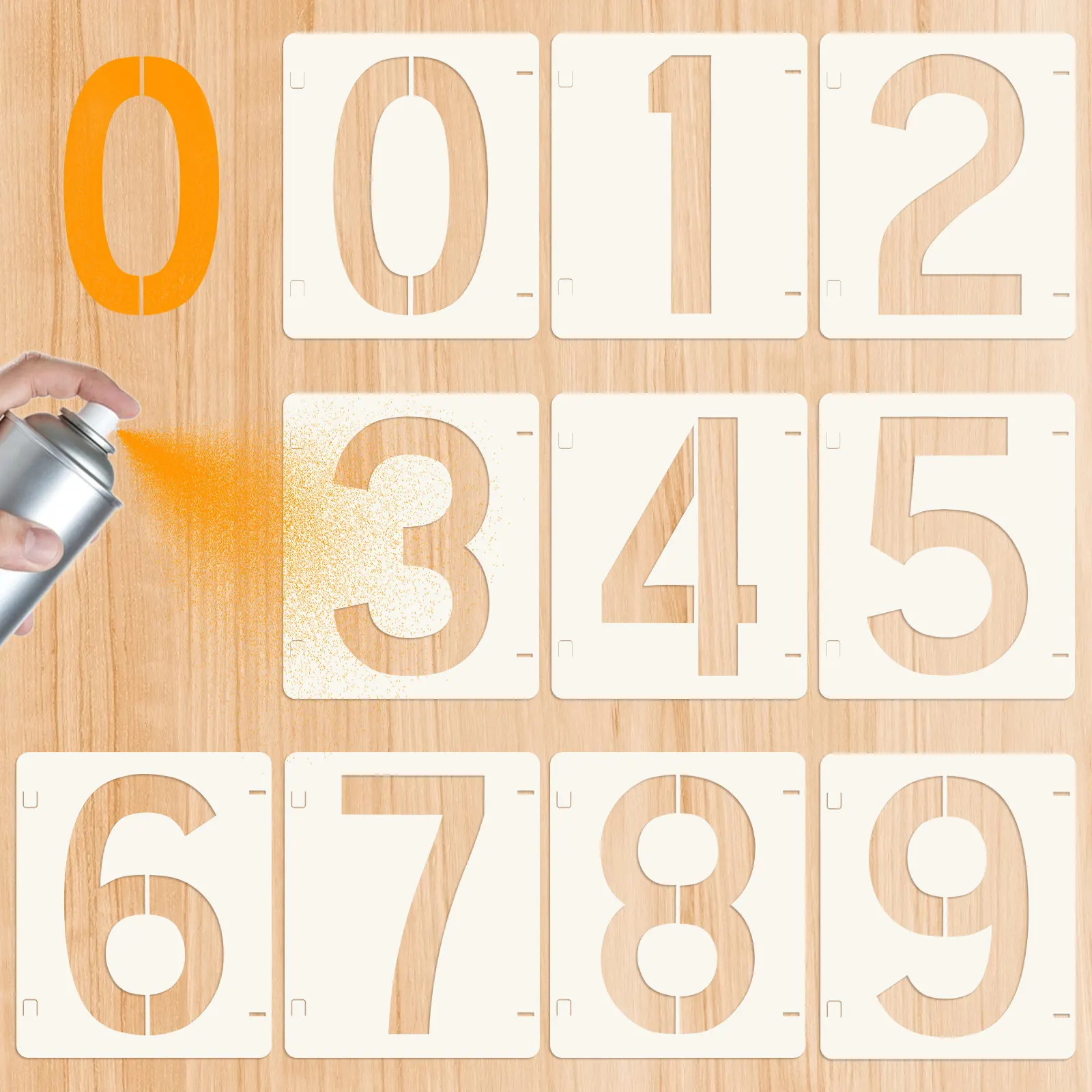 Number Templates Plastic Drawing Stencils Washable Reusable For Diy Crafts Home Decor Wall Floor Fabric Wood Signs thumbnail 6