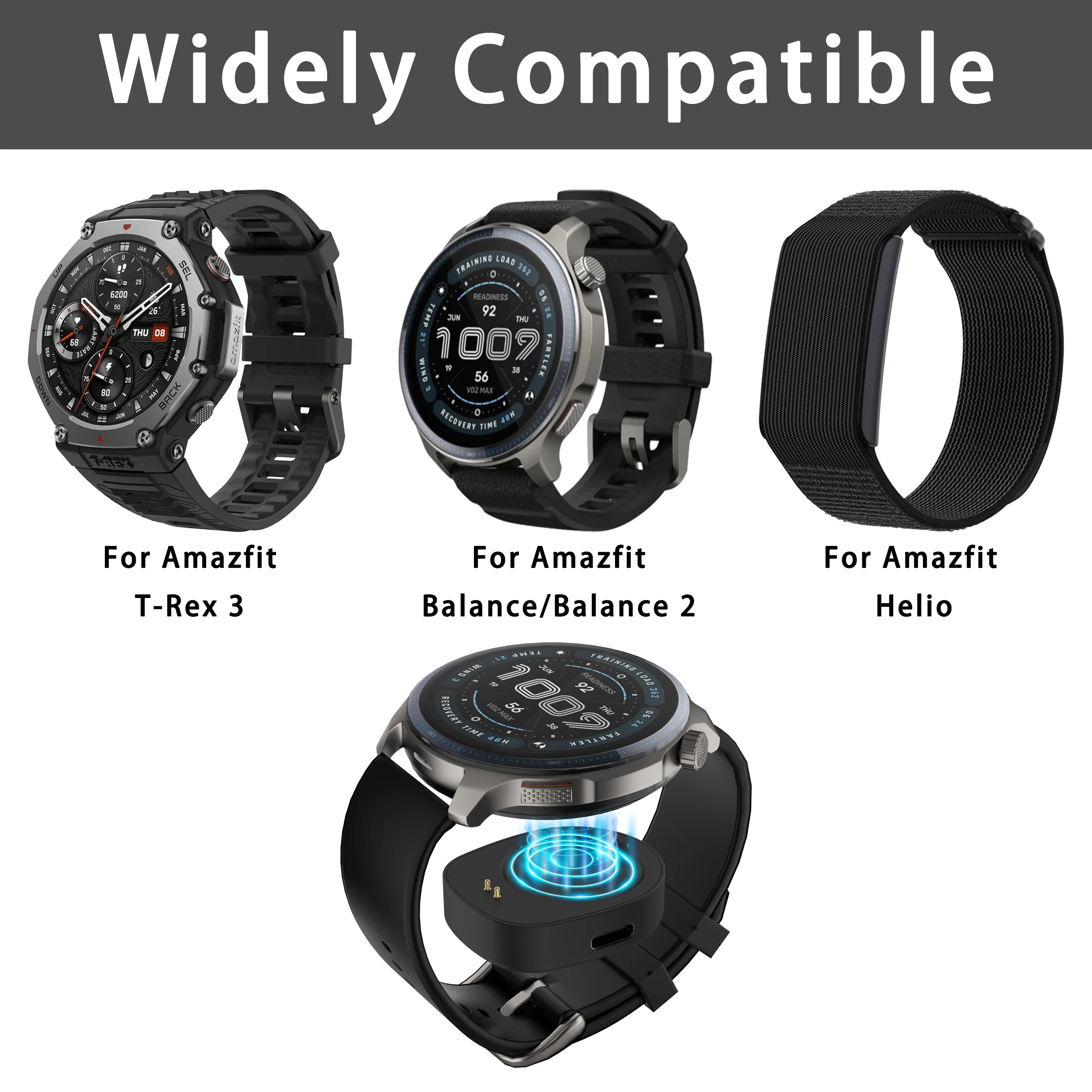 Wireless Charger Converter for Amazfit Balance 2/ Balance/T-Rex 3/Helio Smart Watch Charging Dock Replacement Charging Adapter thumbnail 3