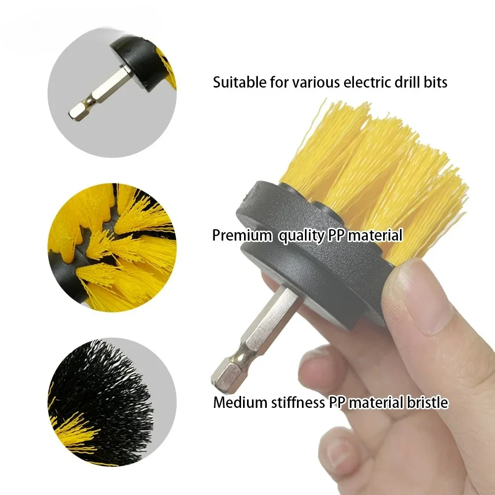 Nylon round Cleaning Brush Set for Electric Drill High-Density Bristle Carpet And Glass Cleaning Tool Kit. thumbnail 3