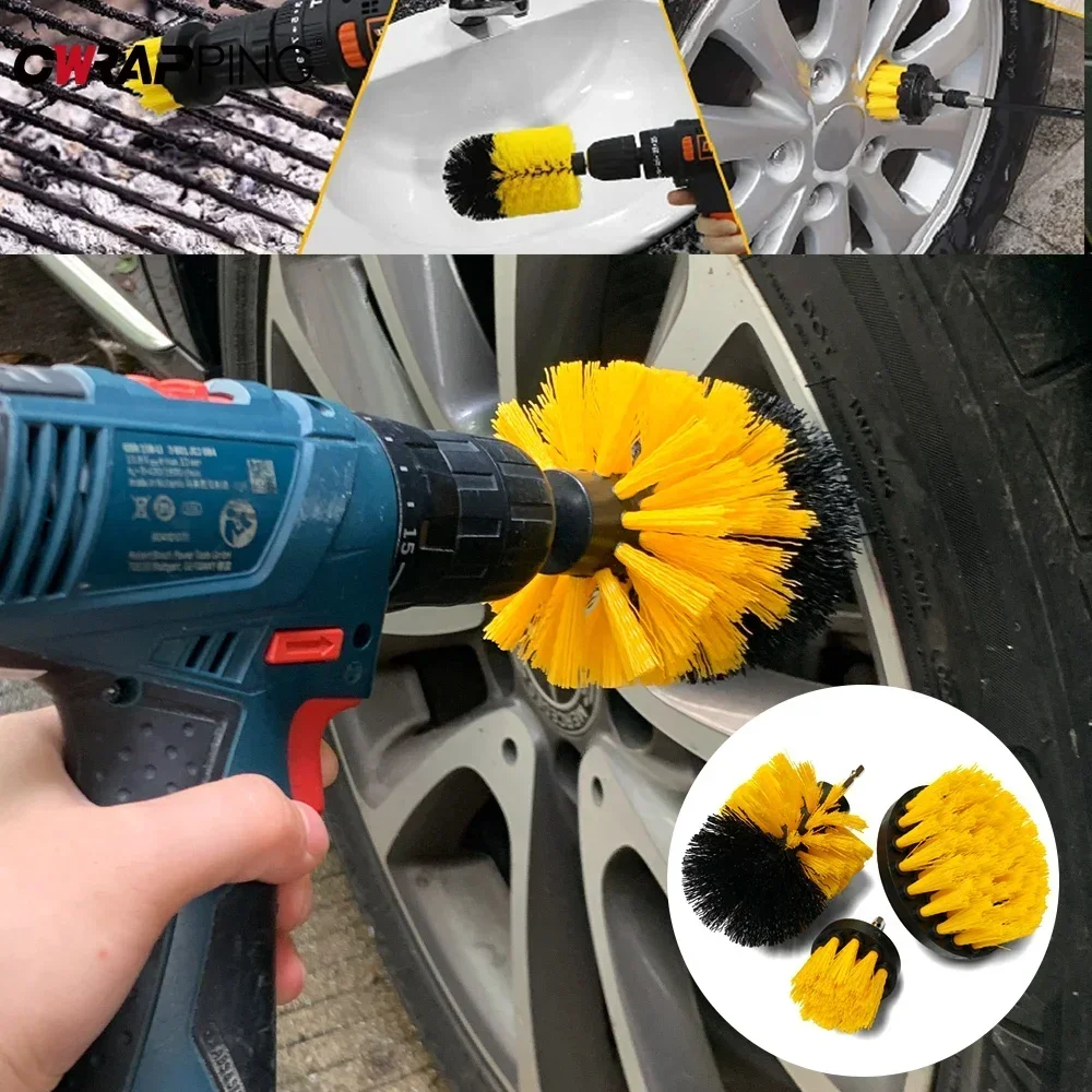 Nylon round Cleaning Brush Set for Electric Drill High-Density Bristle Carpet And Glass Cleaning Tool Kit. thumbnail 6