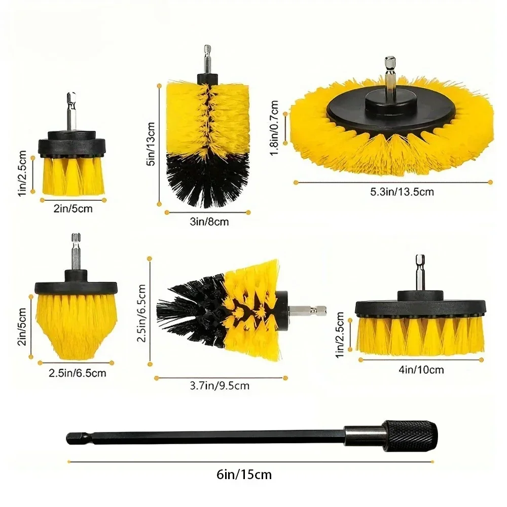 Nylon round Cleaning Brush Set for Electric Drill High-Density Bristle Carpet And Glass Cleaning Tool Kit. thumbnail 2