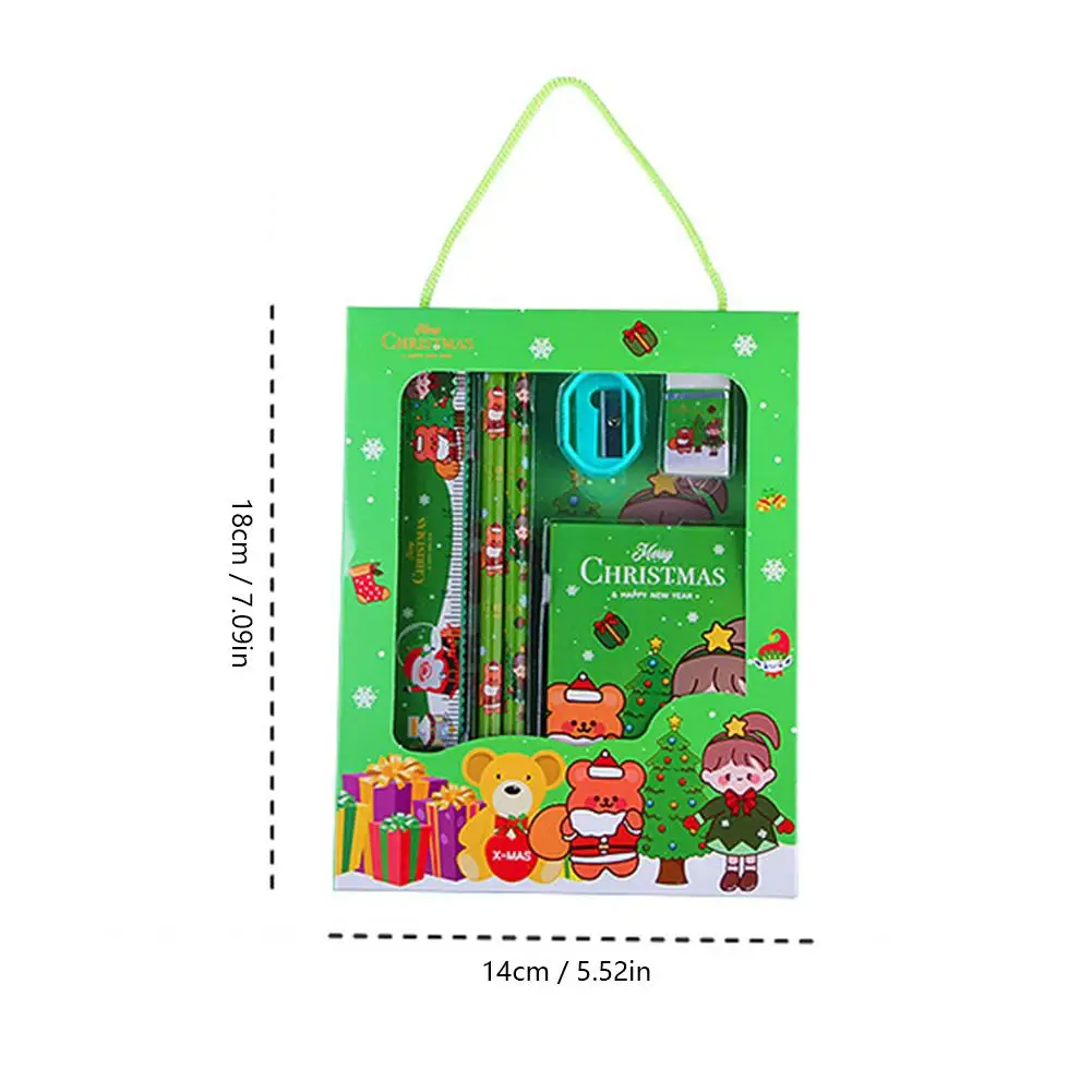 6Pcs/set Cartoon Christmas Pencil Sharpener Erasers Pencils Rulers Kawaii Children Stationery Set School Stationery Supply Gifts thumbnail 6