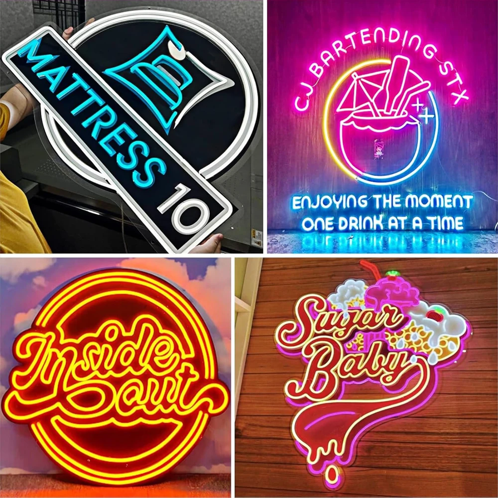 Custom Neon Sign UV Print Personized Acrylic LED Sign for Bar Wedding Party Neon Light Business Logo Sign Night Lamps Decor Sign thumbnail 3