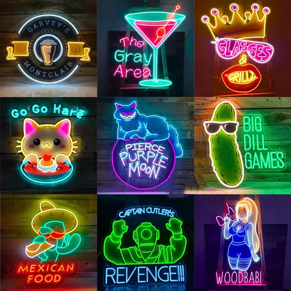 Custom Neon Sign UV Print Personized Acrylic LED Sign for Bar Wedding Party Neon Light Business Logo Sign Night Lamps Decor Sign thumbnail 6