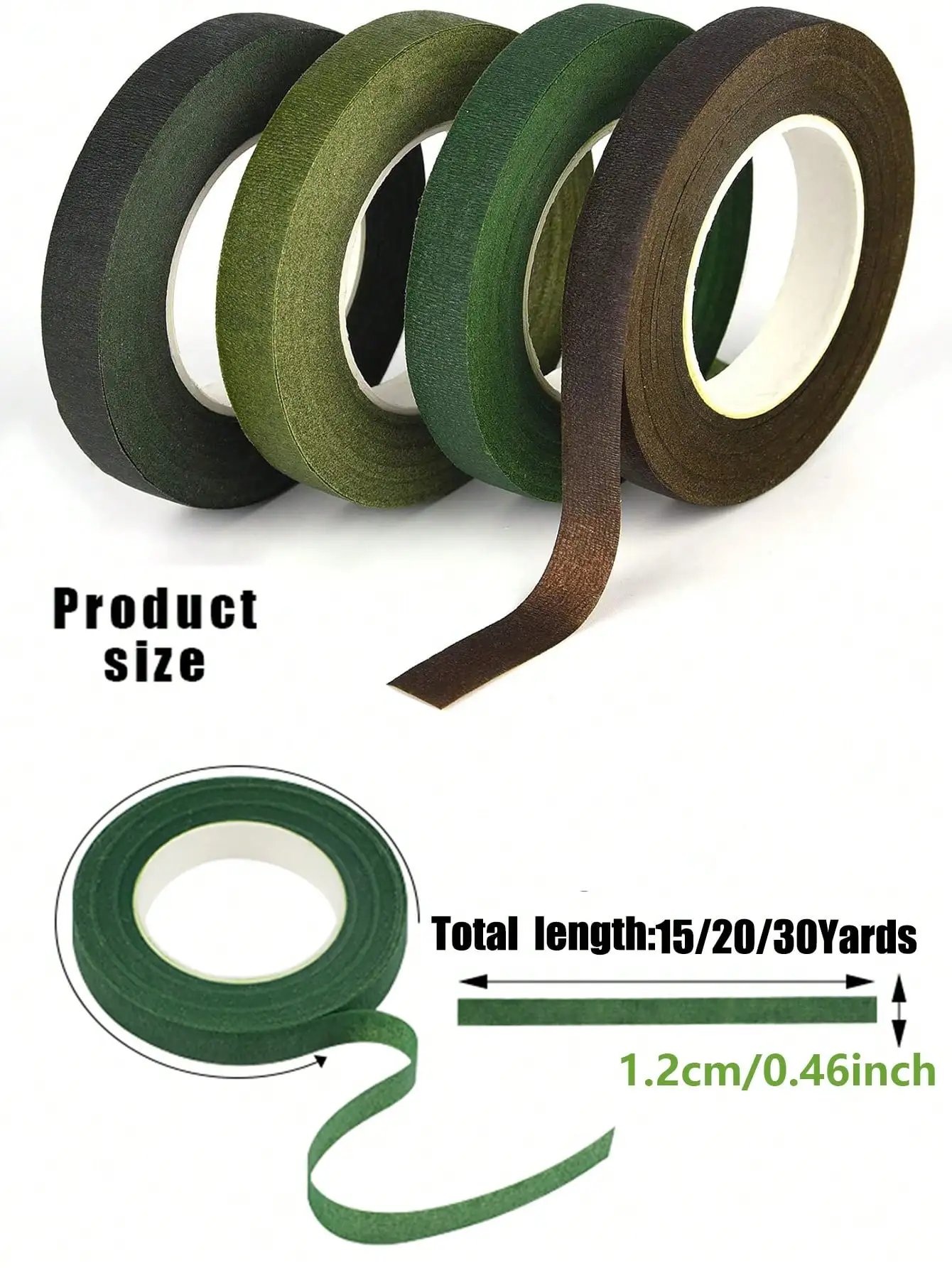 1/2" Wide Floral Tapes, Self-Adhesive Garden Tape For Bouquets, Stems, Pistils Wrap, Floral Shop Diy Handicrafts Supplies, Weddi thumbnail 3