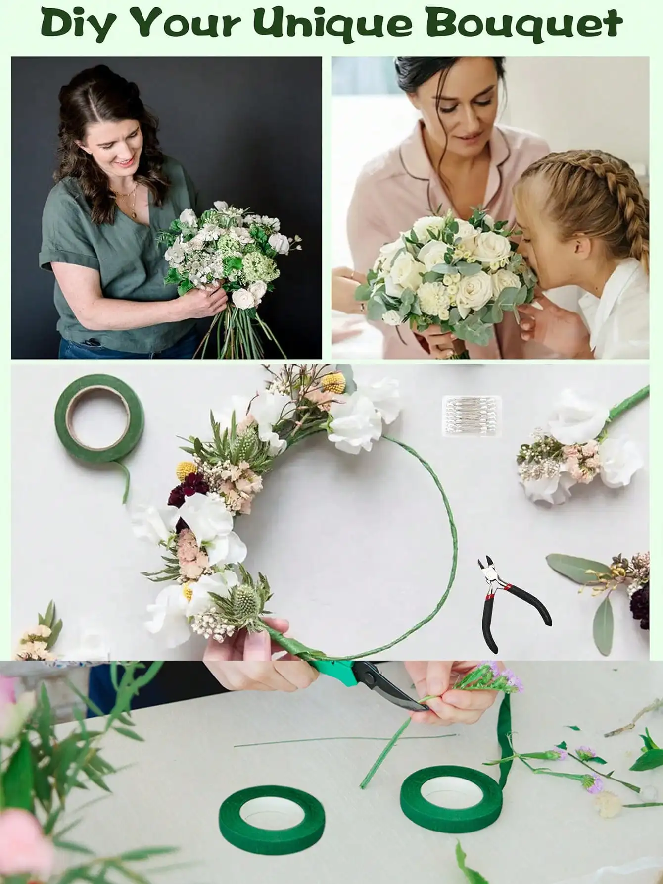 1/2" Wide Floral Tapes, Self-Adhesive Garden Tape For Bouquets, Stems, Pistils Wrap, Floral Shop Diy Handicrafts Supplies, Weddi thumbnail 5