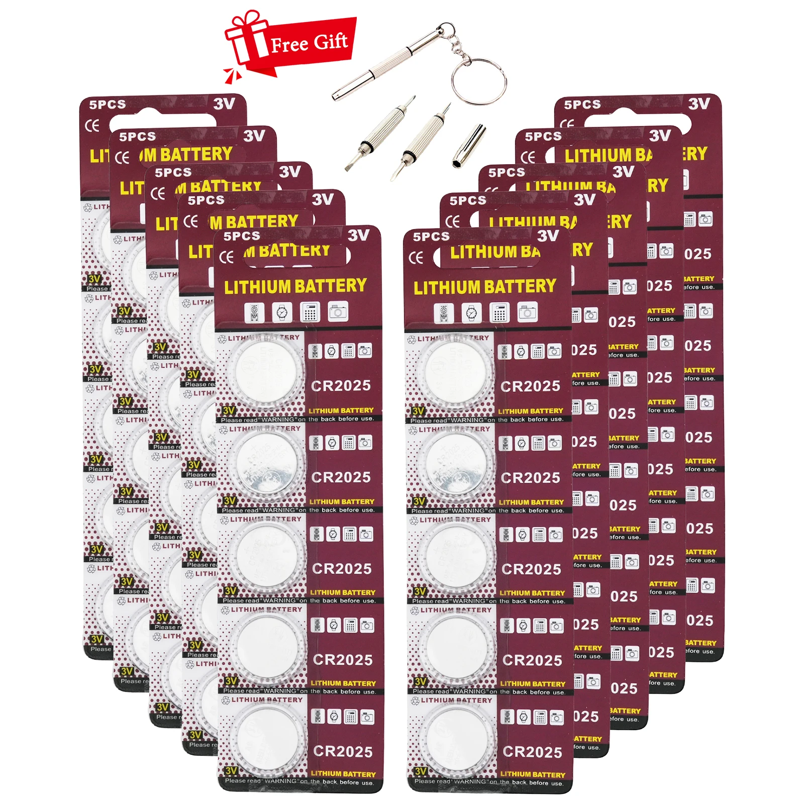 5-100PCS 3V CR2025 Button Batteries BR2025 ECR2025 DL2025 CR 2025 High Performance Coin Cells Battery for Watches Electronics thumbnail 5