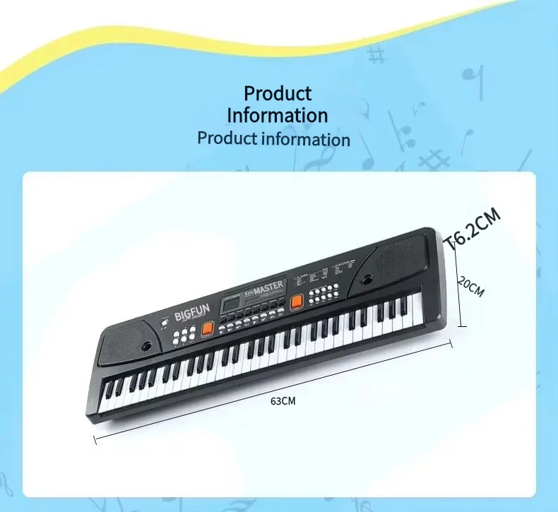 Electronic Keyboard 37-key/61-key Piano Children's Toy With Microphone Musical Gift Imitation Piano Keys thumbnail 3