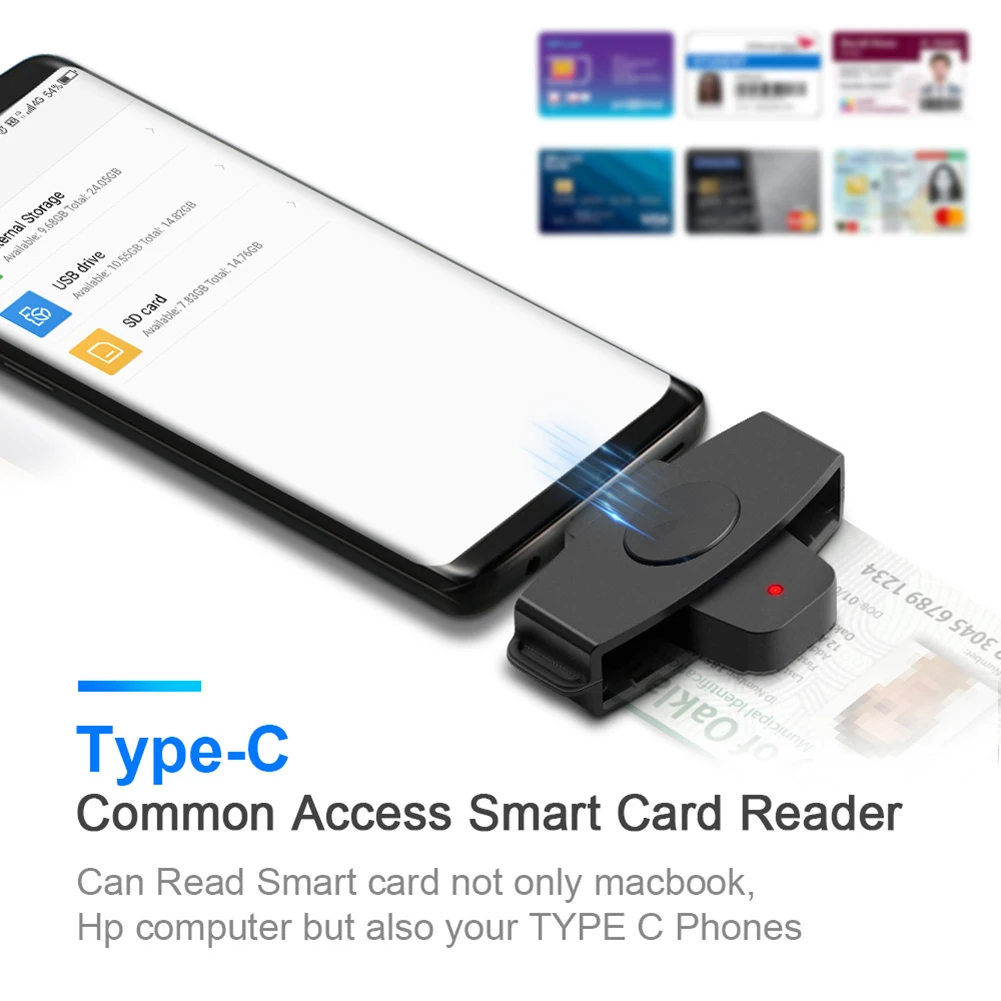 Type-C Smart Card Reader Bank Tax Declaration CAC Smart Card Reader Accessories Support for Windows for  OS thumbnail 5