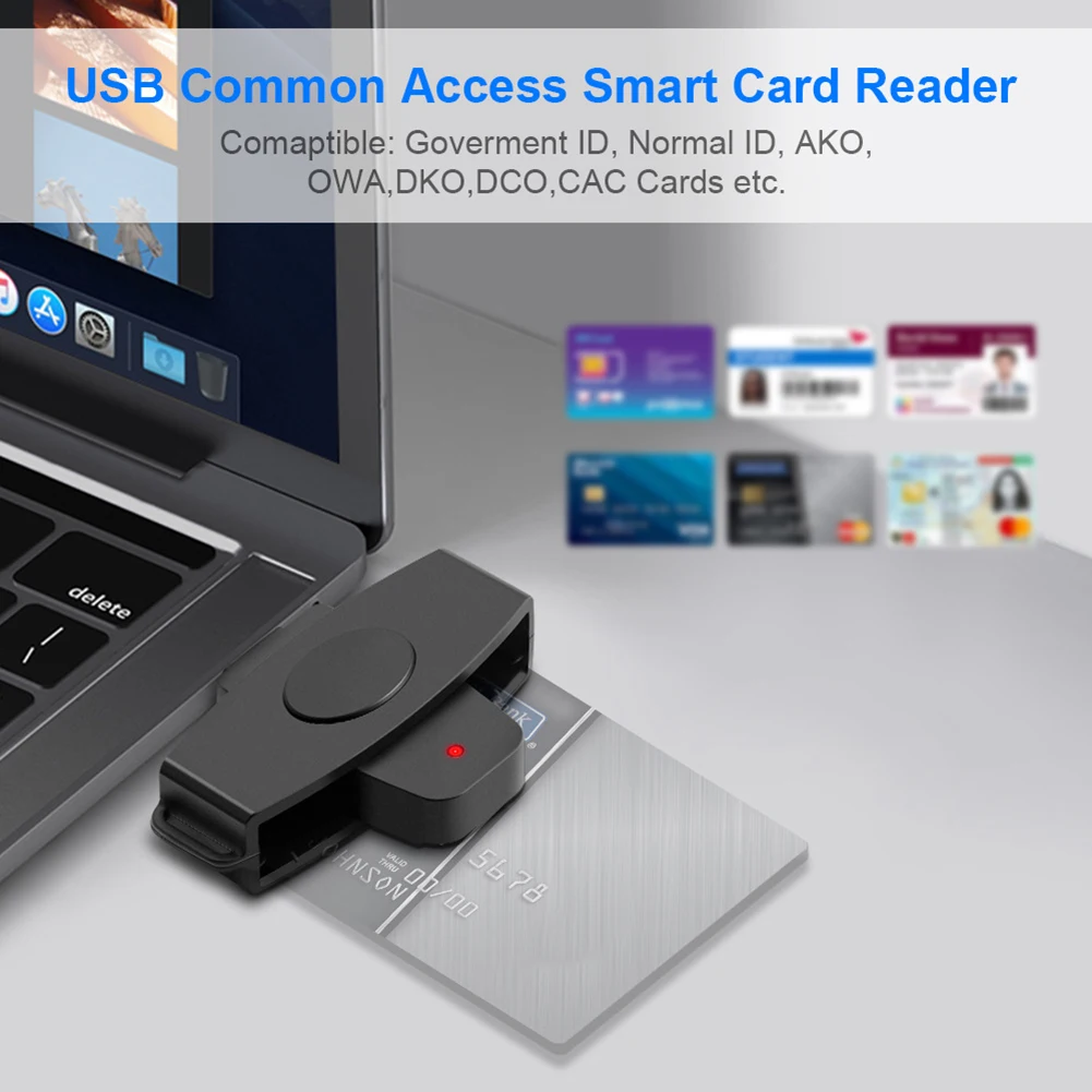 Type-C Smart Card Reader Bank Tax Declaration CAC Smart Card Reader Accessories Support for Windows for  OS thumbnail 2