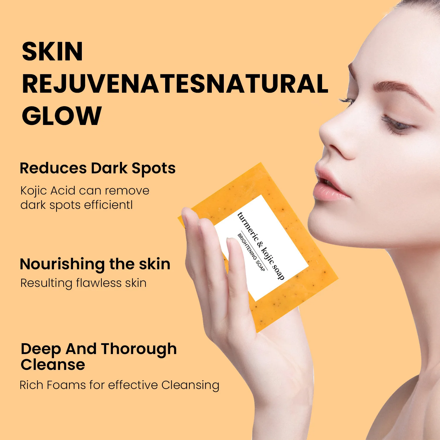 Turmeric Cleanser & Soap Sets Deeply Cleansing Kojic Acid Blackhead Remover Skin Cleansing Oil Control Fade Acne Marks Brighten thumbnail 4