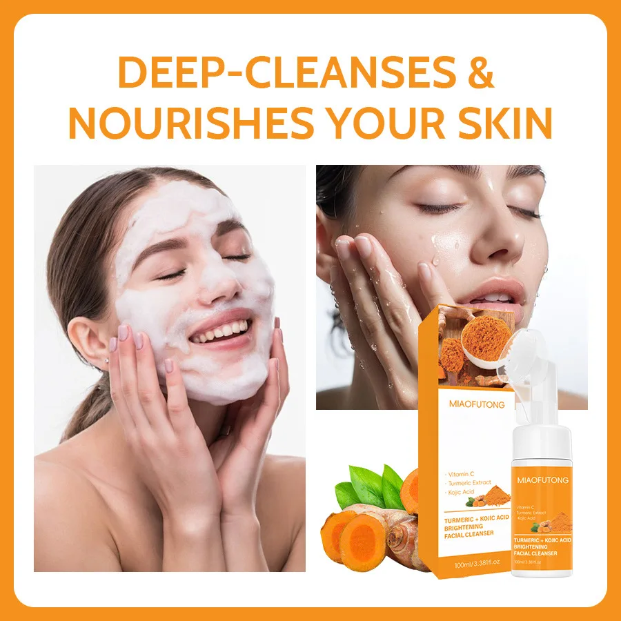 Turmeric Cleanser & Soap Sets Deeply Cleansing Kojic Acid Blackhead Remover Skin Cleansing Oil Control Fade Acne Marks Brighten thumbnail 3