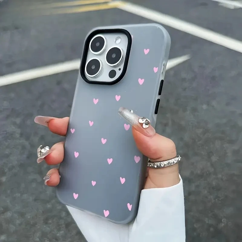 Small Fresh Pink Heart Jelly Color Phone Case For iPhone 17 16 11 12 13 14 15 Pro Max Air Cases For iPhone 16 15 14 Plus Cover thumbnail 2