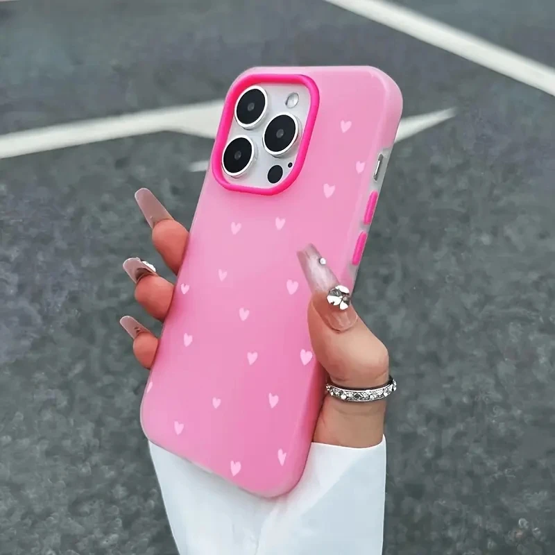 Small Fresh Pink Heart Jelly Color Phone Case For iPhone 17 16 11 12 13 14 15 Pro Max Air Cases For iPhone 16 15 14 Plus Cover