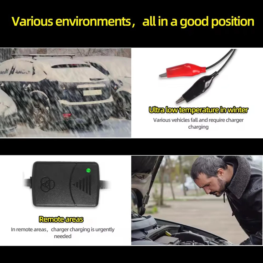 12V 1300mA Universal Smart Battery Charger EU Plug Rechargeable Sealed Lead Battery Charger for Car Truck Motorcycle thumbnail 6