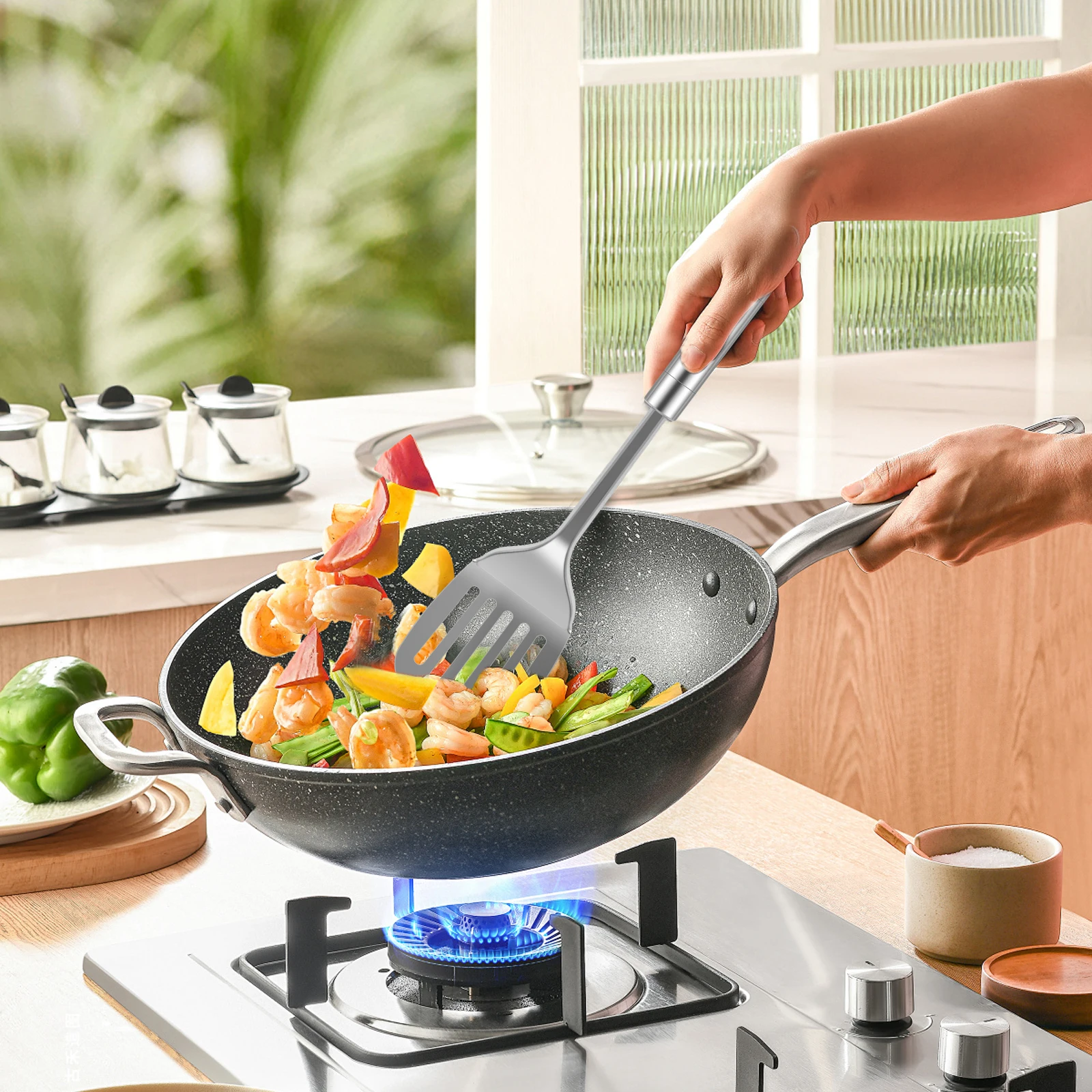 5/10Pcs Kitchen Cooking Utensils Set Stainless Steel Shovel Soup Spoon Spatula Utensils Dinnerware Cooking Tools Kitchen Gadgets thumbnail 2