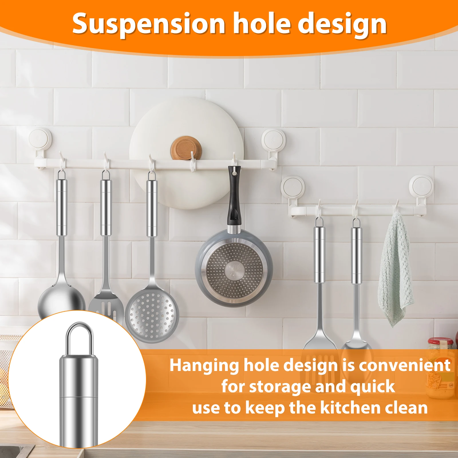 5/10Pcs Kitchen Cooking Utensils Set Stainless Steel Shovel Soup Spoon Spatula Utensils Dinnerware Cooking Tools Kitchen Gadgets thumbnail 5