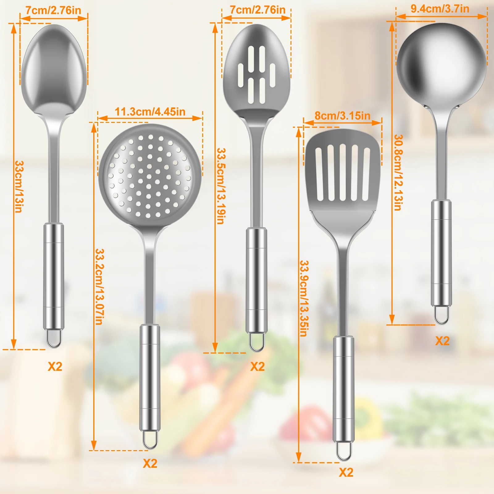 5/10Pcs Kitchen Cooking Utensils Set Stainless Steel Shovel Soup Spoon Spatula Utensils Dinnerware Cooking Tools Kitchen Gadgets thumbnail 6