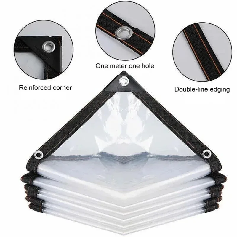 Thick Transparent PVC Tarp Heavy Duty Waterproof Weatherproof Cover for Outdoor Patio Garden Balcony Greenhouse and Rain Shelter thumbnail 4
