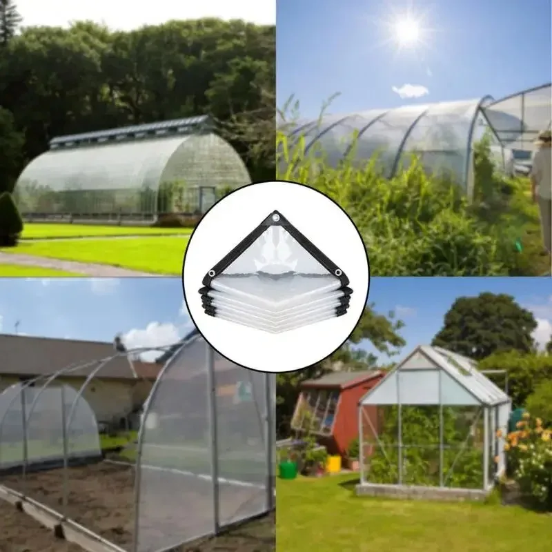 Thick Transparent PVC Tarp Heavy Duty Waterproof Weatherproof Cover for Outdoor Patio Garden Balcony Greenhouse and Rain Shelter thumbnail 5